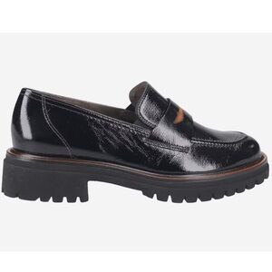 Patent leather loafers. US sizes listed.